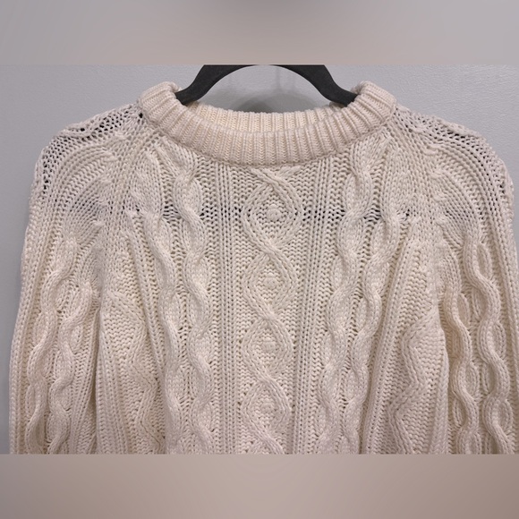 Vintage Fisherman Sears Kings Road Sweater Cream Diamond Cable Knit Crew Size M - Picture 3 of 8